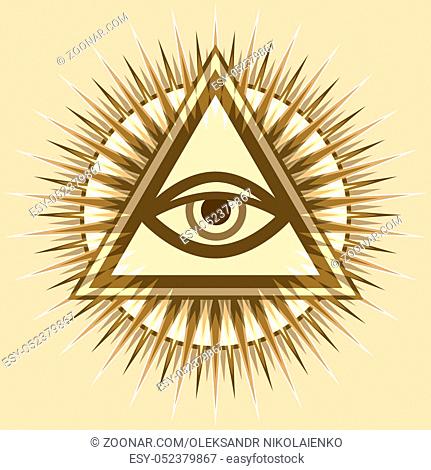 All-Seeing Eye of God (The Eye of Providence | Eye of Omniscience | Luminous Delta | Oculus Dei). Ancient mystical sacral symbol of Illuminati and Freemasonry