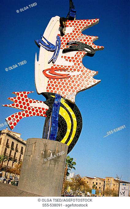 El Cap de Barcelona or The head of Barcelona, a colourful, Surrealism like 20 meters high Pop-Art construction from Roy Lichtenstein (1923-1997)