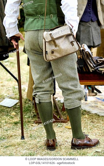 A chap wears elegant tweed plus 4s at the Chap Olympiad in London