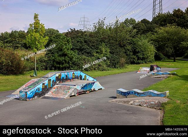 Skater park at Emscherpark, Essen, North Rhine-Westphalia, Germany