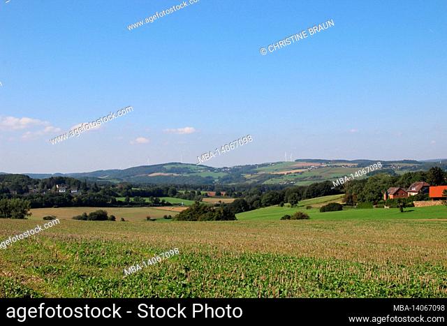 view of the eifel landscape taken in weiler am berge, near mechernich, north rhine-westphalia