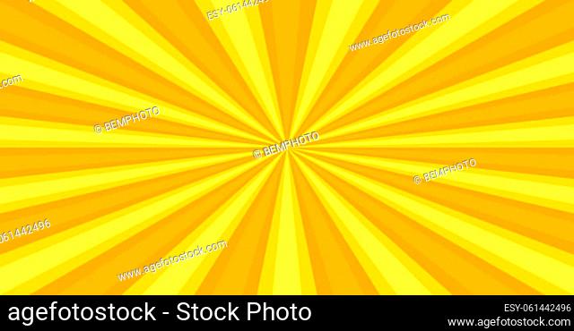 Radial yellow sun rays, bright panoramic pattern texture background - Vector illustration