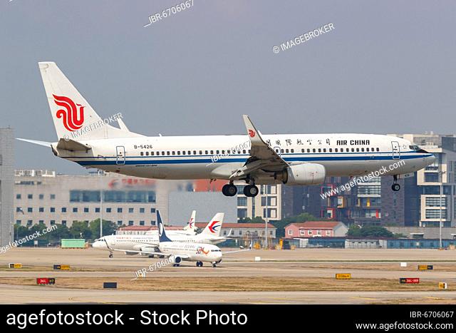 An Air China Boeing 737-800 with registration number B-5426 at Shanghai Hongqiao Airport, China, Asia