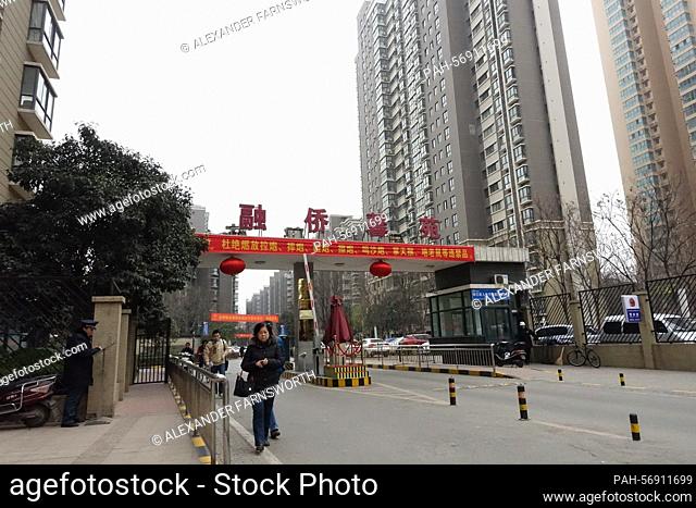 XI'AN, CHINA. Southern suburg. Gated community for middle class. Xi'an (Xian), formerly romanized as Sian, is the capital of Shaanxi province