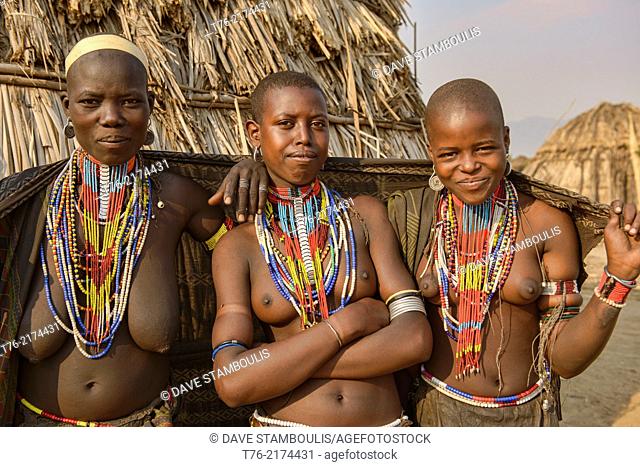 girls of the Arbore tribe in the Lower Omo Valley of Ethiopia