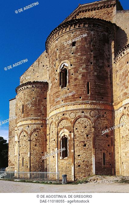 Exterior view of the apse of the church in the Abbey of St John in Venus, 1165, Fossacesia, Abruzzo. Italy, 12th century