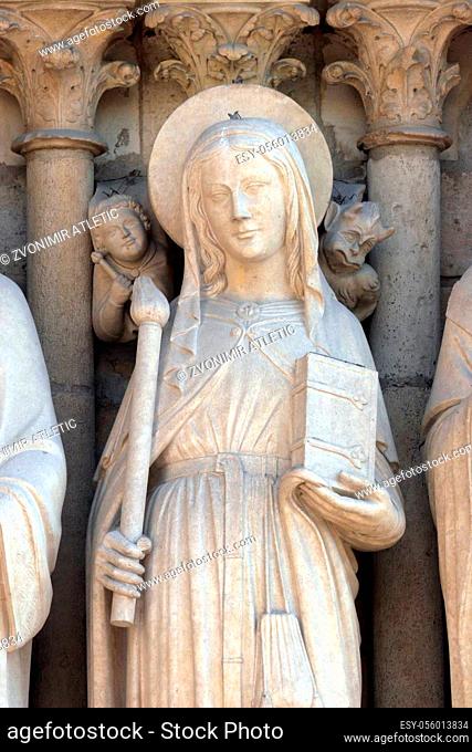 Saint Genevieve, Notre Dame Cathedral, Paris, Portal of the Virgin