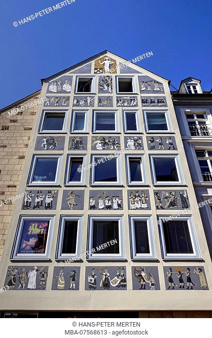House with murals in SternstraÃŸe 1, Trier, Rhineland-Palatinate, Germany