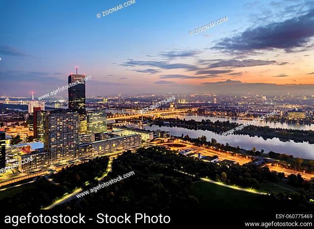 Cityscape of Vienna Austria at night