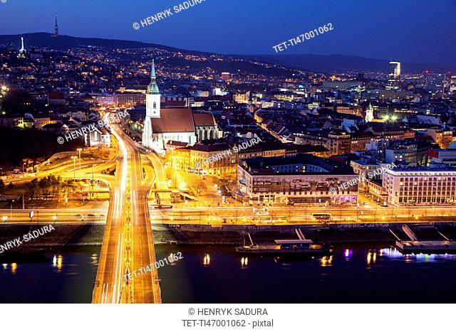 Cityscape of Bratislava at night