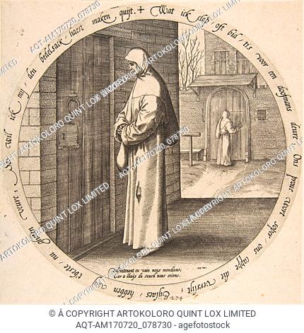 One Begs in Vain at the Door of the Deaf, from Twelve Flemish Proverbs, ca. 1568, Engraving, Plate (diameter): 7 in. (17