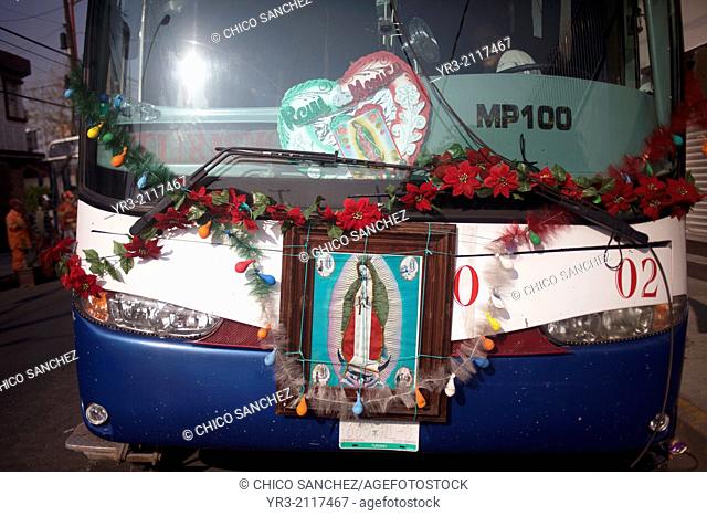 Images of the Virgin of Guadalupe decorate a truck at the pilgrimage to Our Lady of Guadalupe Basilica in Mexico City, Mexico, December 11, 2013
