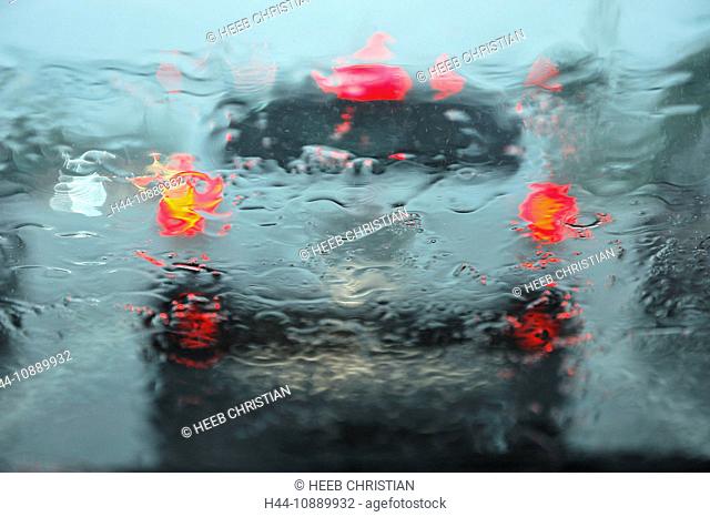 rain, wet, car, windshield, Naples, Florida, USA, United States, America, window, lights, visibility