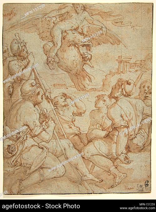 The Abduction of Ganymede. Artist: Giorgio Vasari (Italian, Arezzo 1511-1574 Florence); Date: 1511-74; Medium: Pen and brown ink, brush and brown wash