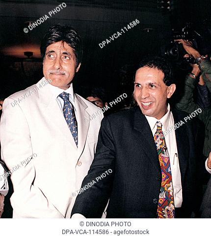 South Asian Indian actor Amitabh Bachchan and businessman Parvez Damania at Pradeep Chandras show tribute to a legend at JW Marriott ; Bombay Mumbai  ;...