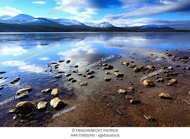 View, mountain, mountains, mountain panorama, Cairngorms, dusk, twilight, ice, cliff, rock, cliff, mountains, highlands, highland, living space, Loch