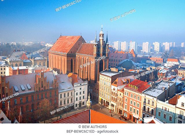 Poland, Kujawy-Pomerania Province, Torun. Old town, view from theTown hall tower