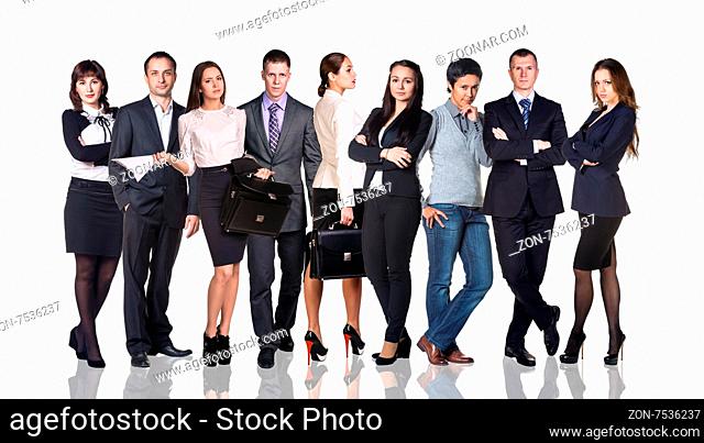 Business team isolated on white with reflection