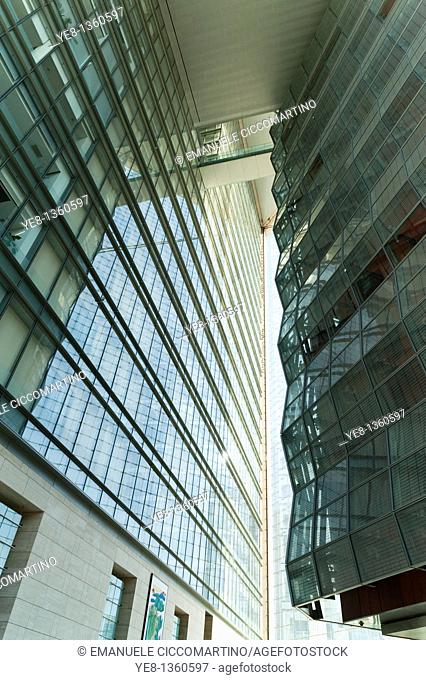 New Poly Plaza, the world's largest glass facade, by Skidmore Owings & Merrill, 2007, Dongcheng District, Beijing, China, Asia