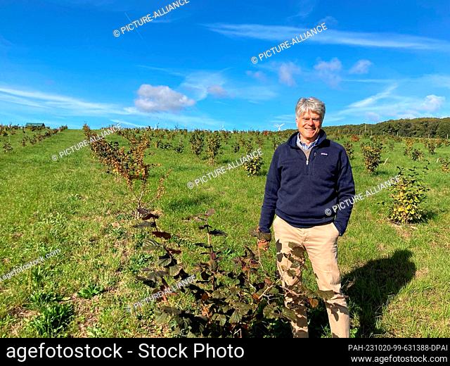 PRODUCTION - 16 October 2023, Rhineland-Palatinate, Seibersbach: Truffle farmer Job von Nell stands in his truffle plantation