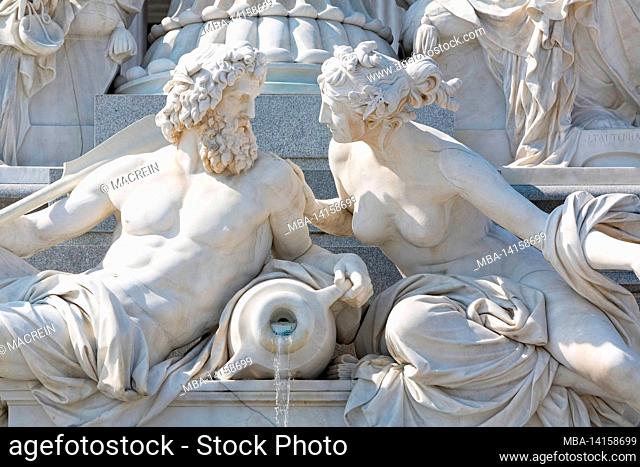 detail of one of the fountain in front of the parliament building, vienna, austria