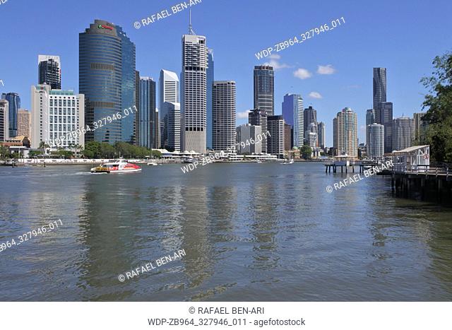 Landscape view of Brisbane the capital city of Queensland state from Brisbane river Queensland Australia