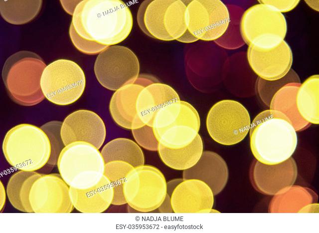 Golden Retro Lights Texture With Bokeh Effect. Party, Celebration Or Christmas Background