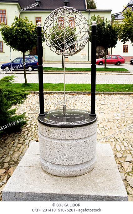 Geographical centre of Europe - an intersection point latitude 50° N with longitude 15° E at Peace Square (Mirove namesti) in Kourim
