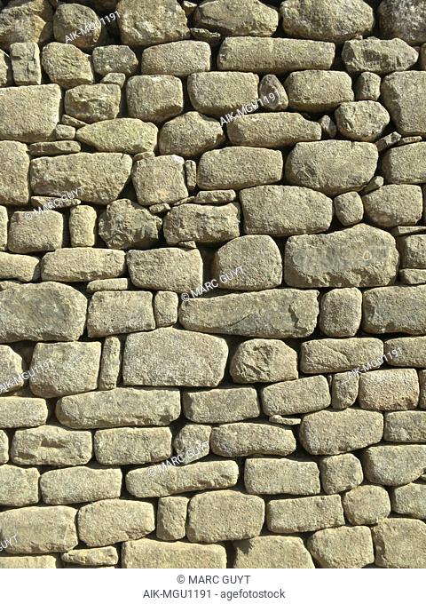 Wall with perfect rocks in Machu Picchu ruin in in the Cusco Region, Urubamba Province in the Eastern Cordillera of southern Peru
