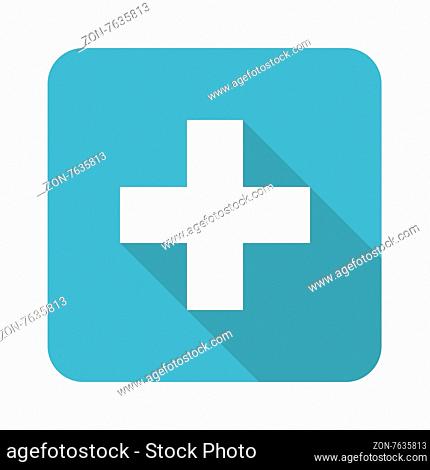 Vector square icon with plus symbol, isolated on white