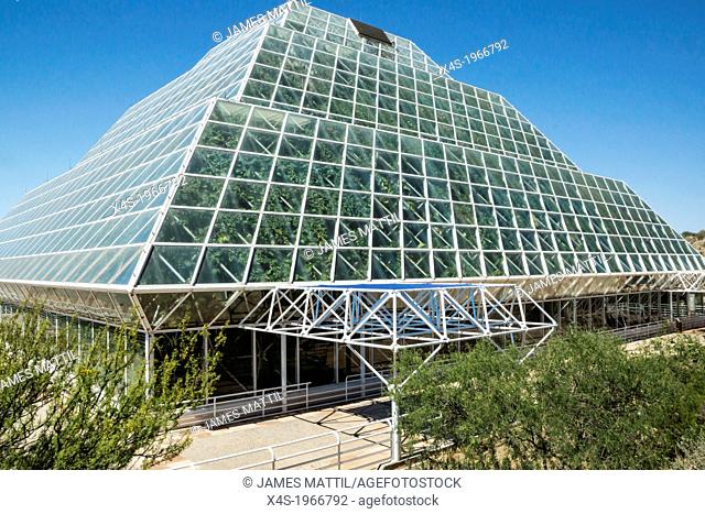 Oracle, Arizona USA - The huge glass greenhouse near Tucson used to study the potential for space colonization