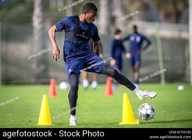 Gent's Mathias Nurio Fortuna pictured in action during a training session at the winter training camp of Belgian first division soccer team KAA Gent in Oliva