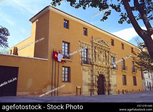 Facade of the city hall, Condes de Cirat palace. Almansa, Albacete province, Castilla La Mancha, Spain