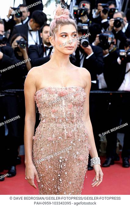 Hailey Baldwin attending the 'Girls of the Sun / Les filles du soleil' premiere during the 71st Cannes Film Festival at the Palais des Festivals on May 12