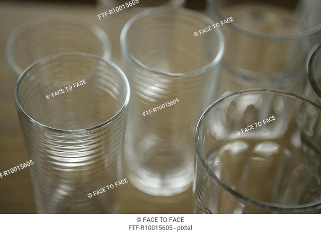 Some empty glasses kept on a table