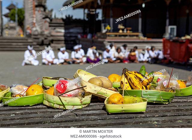 Indonesia, Religious offering at Pura Ulun Danu Batur