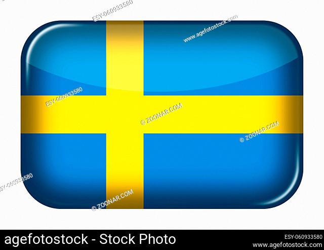 A Sweden web icon rectangle button with clipping path 3d illustration