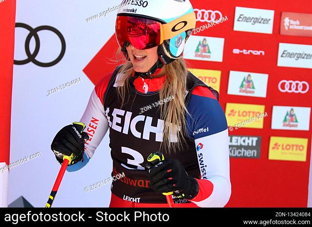 Sanna LUEDI (Schweiz / CH / Sui) nach der Qualifikation zum FIS Ski Cross Weltcup Feldberg