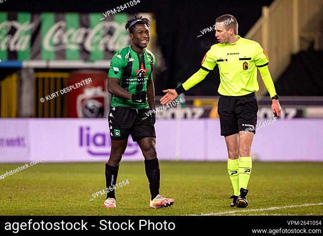 Cercle's Kevin Denkey celebrates after scoring during a soccer game between Cercle Brugge and KV Oostende (both from 1A first division)
