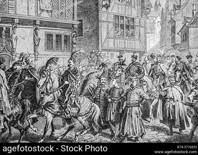 entry of the Polish ambassadors in paris 1434-1493, popular history of frrance by henri martin, editor furne 1860