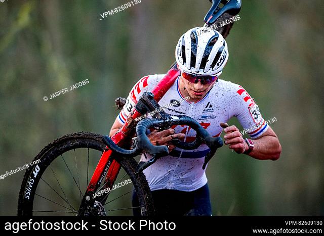 British Cameron Mason pictured in action during the men's elite race at the World Cup cyclocross cycling event in Namur, Belgium