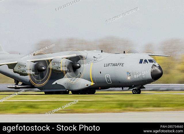 An Airbus A400M of the Bundeswehr, photographed as part of the Bundeswehr exercise 'Schneller Adler' in Barth, May 5th, 2022