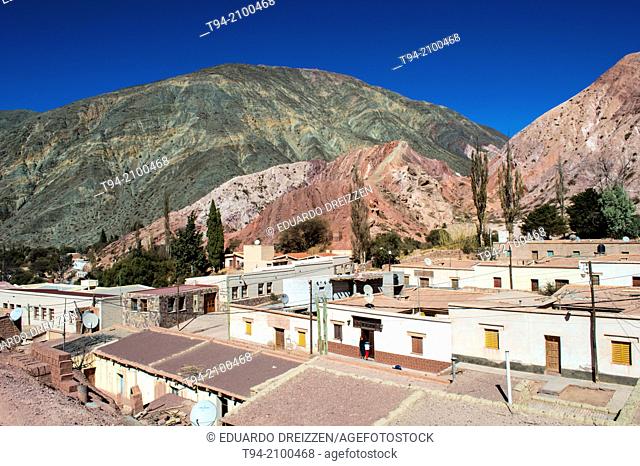 Panoramic view of Purmamarca, and the Hill of Seven Colors, Province of Jujuy, Argentina