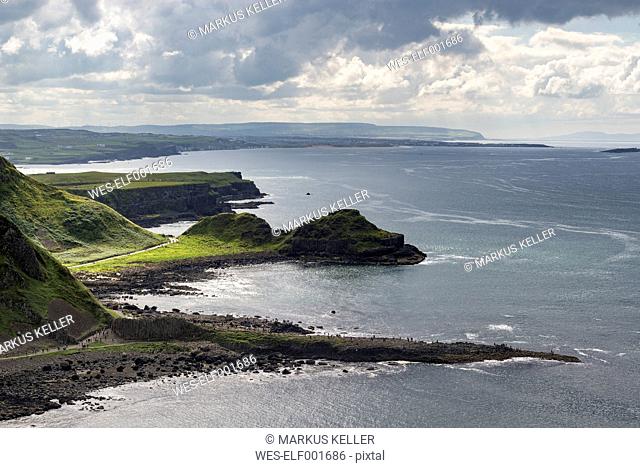 UK, Northern Ireland, County Antrim, coastal landscape with Giant's Causeway