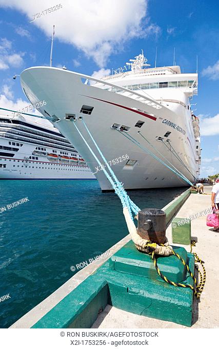 Carnival Fascination cruise ship at dock in Nassau, Bahamas