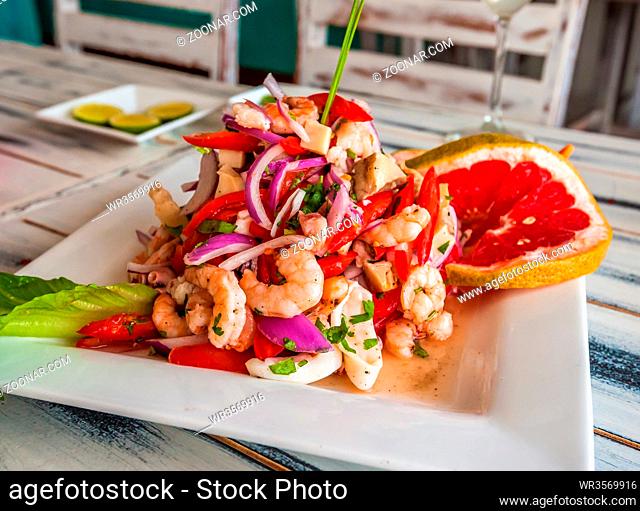Seafood ceviche, Mexican style