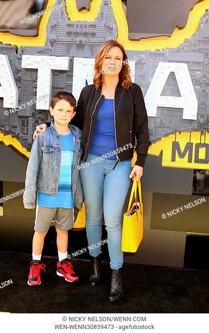 Mary Lynn Rajskub and her son, Valentine Anthony, attending the premiere of 'The Lego Batman Movie, ' at the Regency Village Theatre in Westwood, Los Angeles