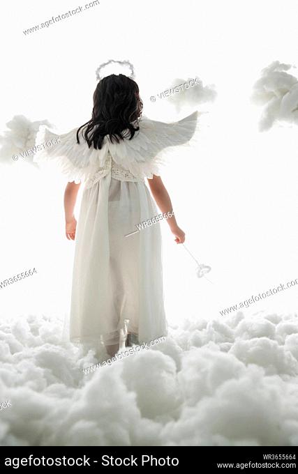 Angel happy little girl dress up