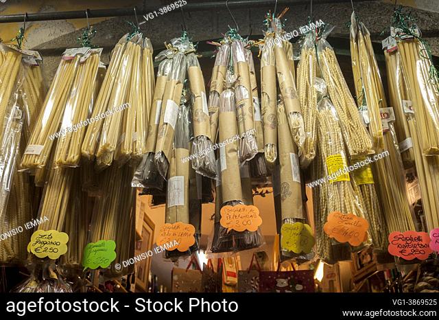 Naples, Naples district, Campania, Italy, Europe, sale of typical pasta in a city street