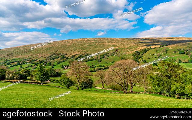 Yorkshire Dales landscape in the Dent Dale between Cowgill and Dent, Cumbria, England, UK